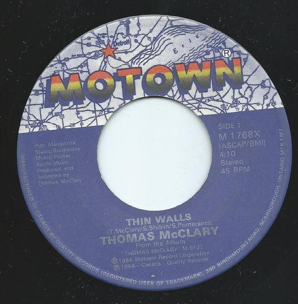 

7inch Record THOMAS MCCLARY - Thin Walls M1768X Motown 1984 Canada Soul/Funk Used