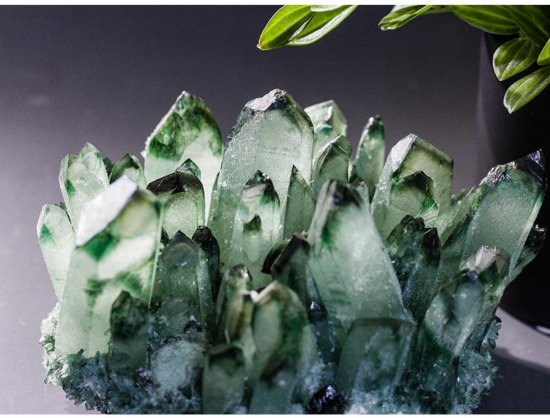 Green & Purple Natural Crystal Cluster Ornaments for Home Decoration & Desktop Display
