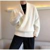 Autumn Winter Popular Solid Color Large V-neck Drape Personalized Loose Casual Sweater Jacket