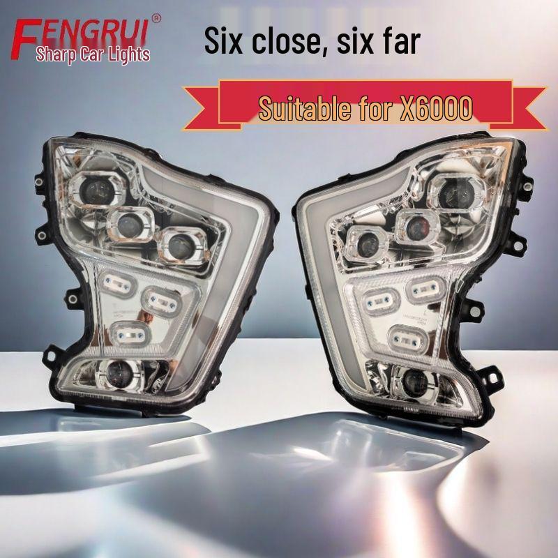 Shaanxi Delong X6000 Super Bright LED Headlight Assembly with Four Lenses Six Low Beam, Six High Beam/Main Driver