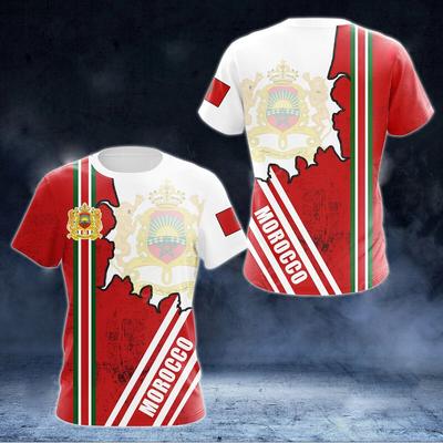 Morocco Flag & Coat of Arms Graphic Tee Summer Casual Streetwear Men's Fashion Loose T-shirts Boy Oversized Short Sleeve Tops