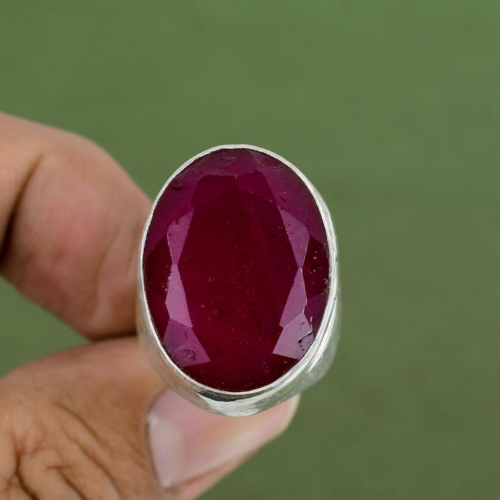 Faceted Kashmir Ruby Ring 925 Sterling Silver Ring Dainty Gemstone Ring Handmade Jewelry Brand New Ring Gifts For Mom Available In Ring Size