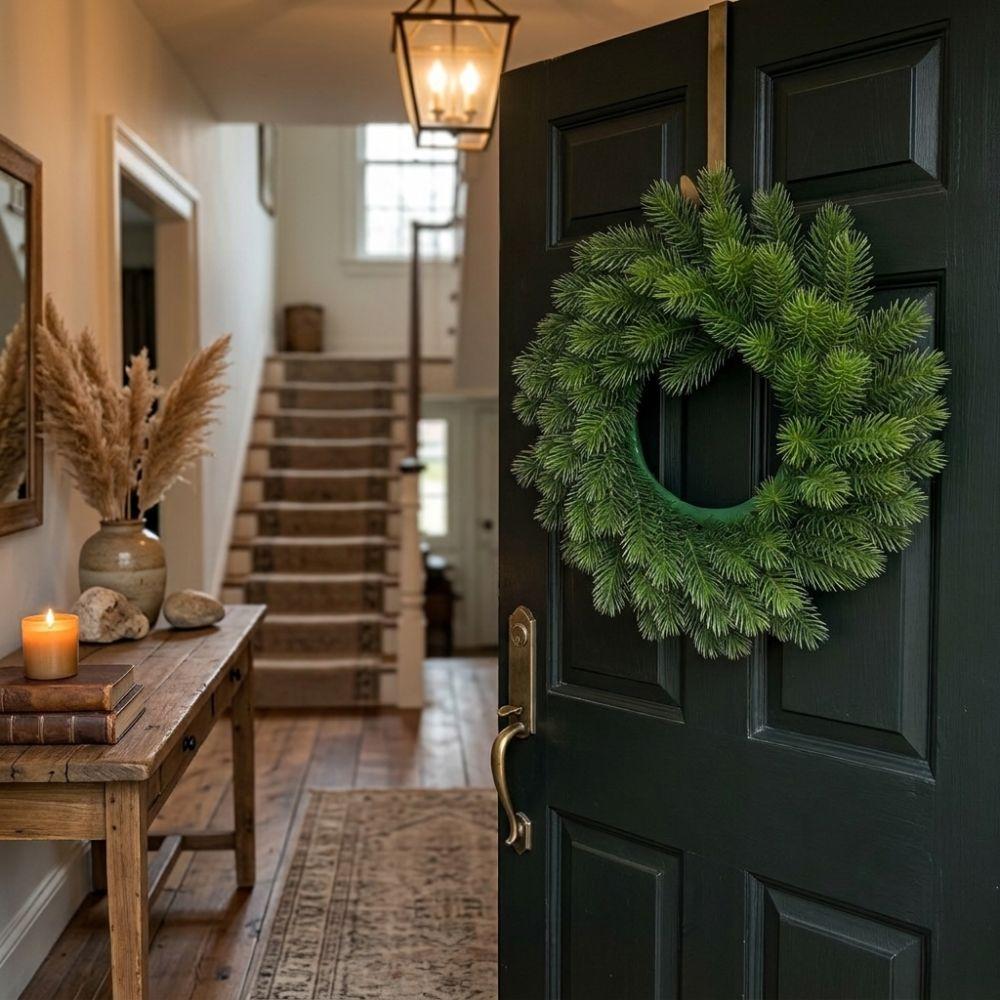 Red Berries Christmas Pine Wreath Evergreen Frosted Pine Berry Wreath  Home Wedding