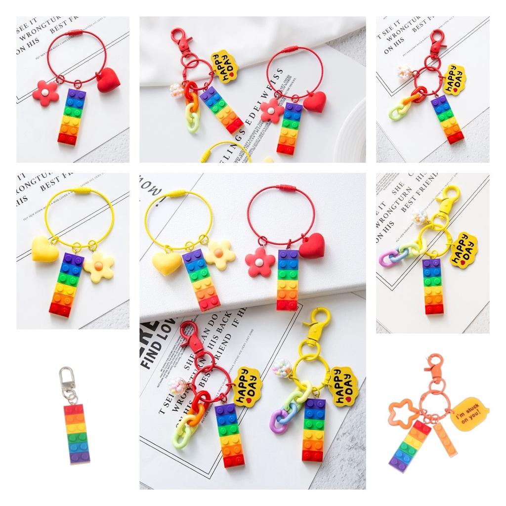 Rainbow Bell Building Blocks Keychain Decoration For Bags And Cars