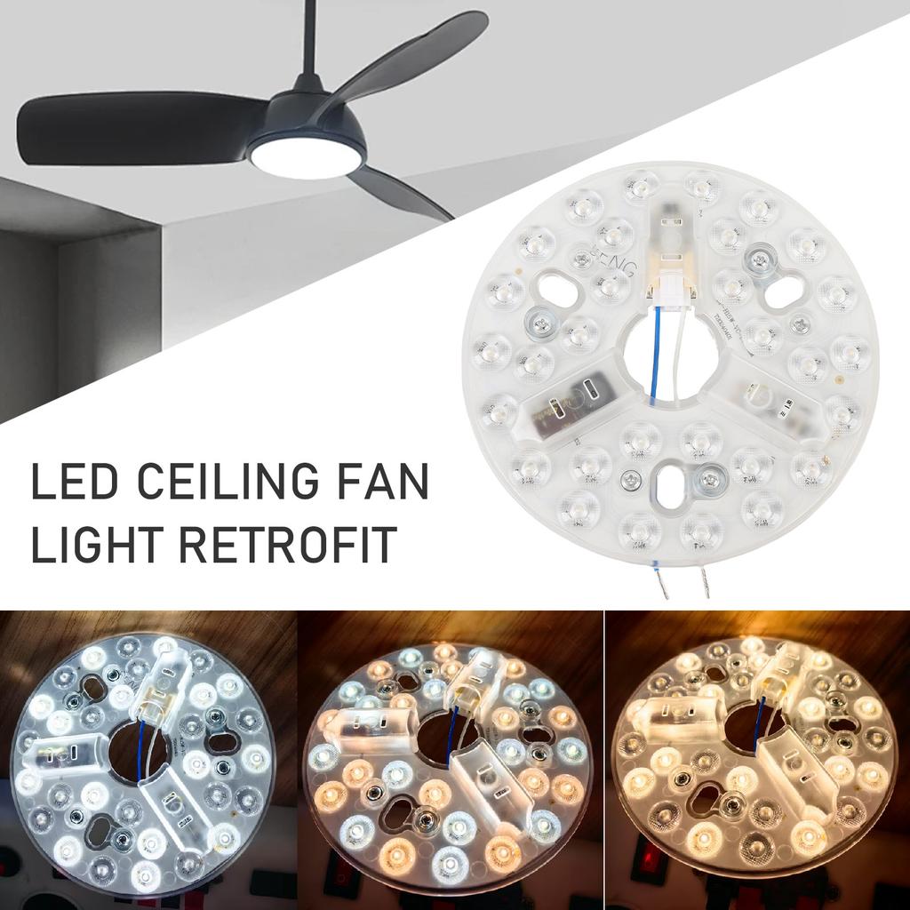LED Ceiling Fan Light Retrofit Kit 5.3 Inch 3 Color Dimmable Led Ceiling Fan Light Replacement Panel Round for Ceiling Lights