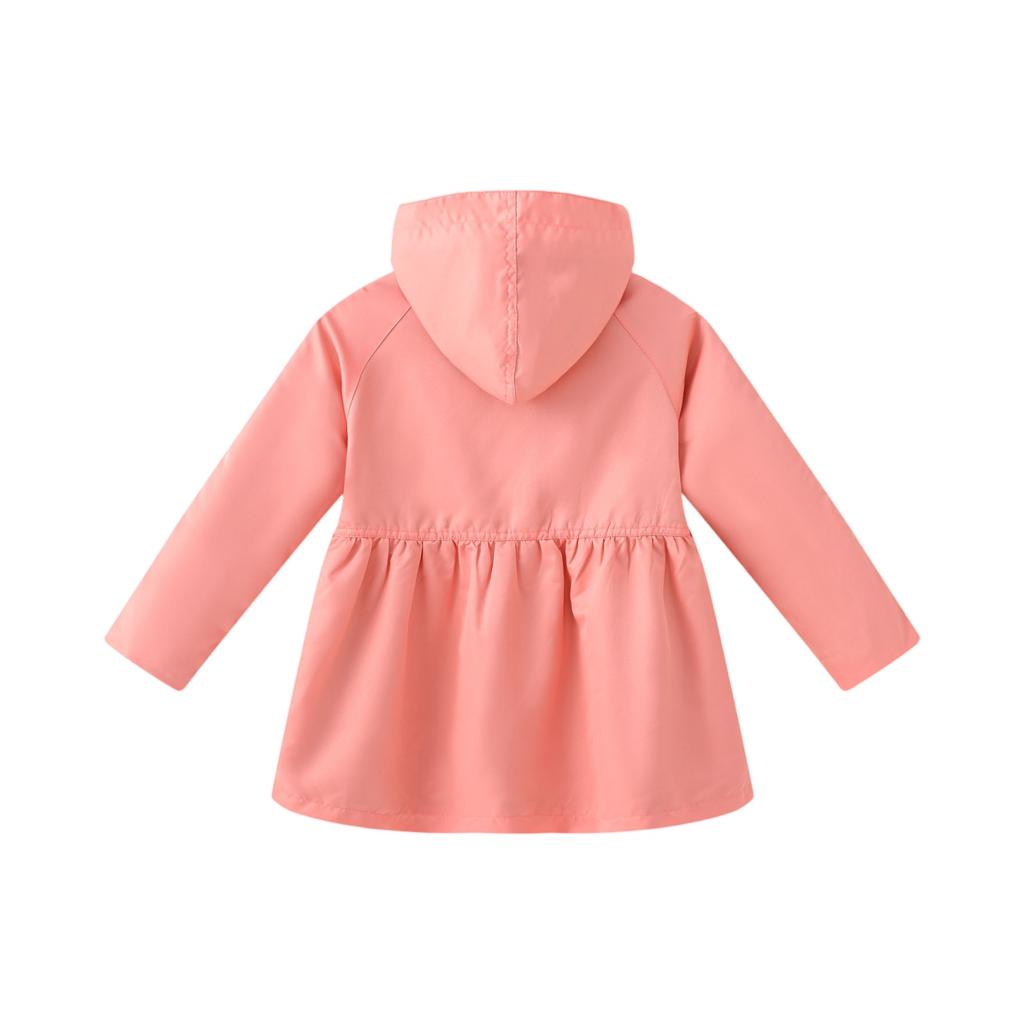 Mädchen Trenchcoat mit abnehmbarer Kapuze - Einfarbiger Mantel mit Gürtel