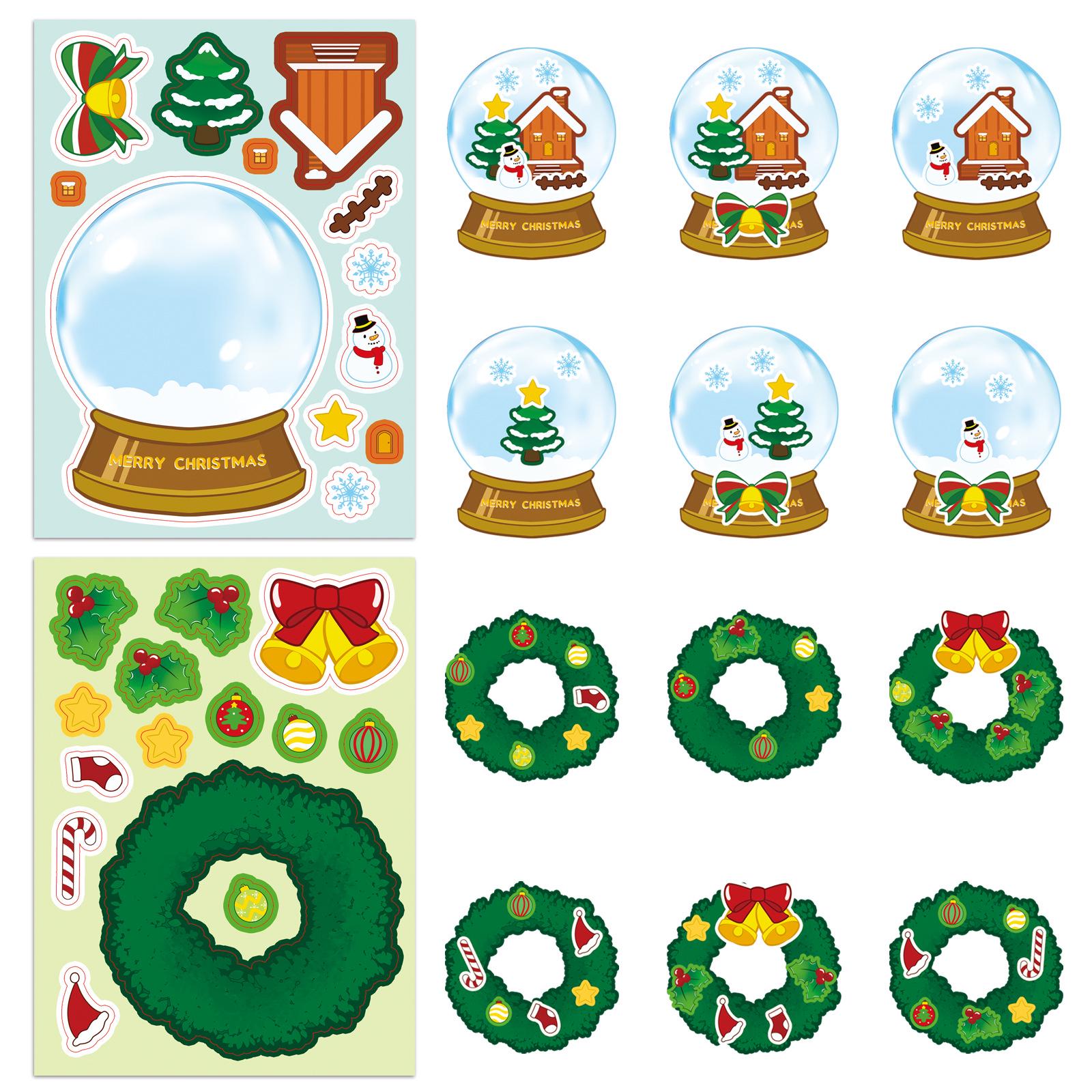 8 Sheets Christmas Face Swap Puzzle Stickers - Parent-Child Interactive Hand-Painted Graffiti Notebook Stickers