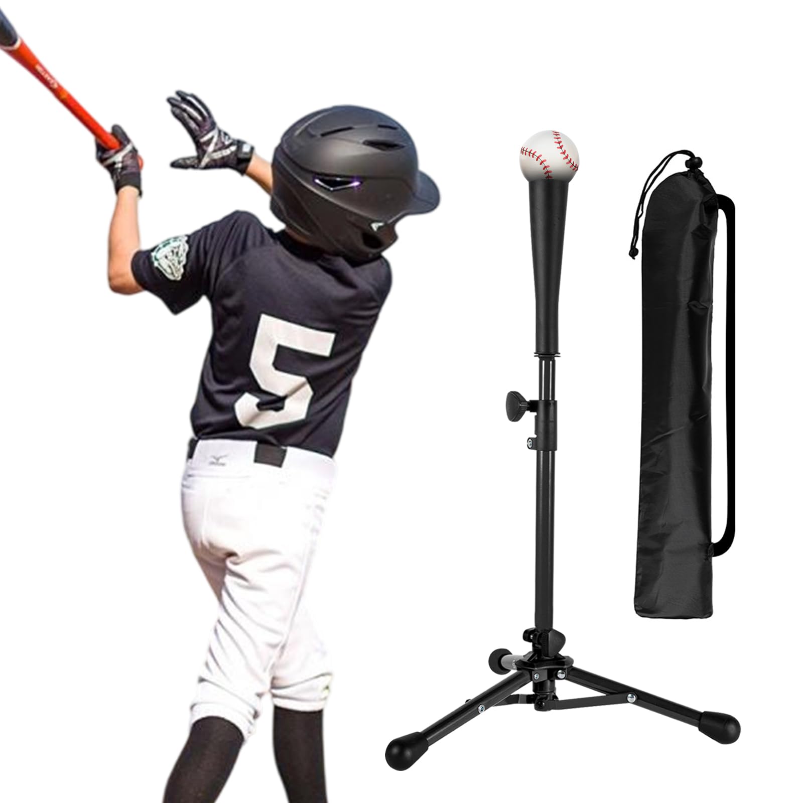 

Kids Batting Tee, Baseball, Adjustable Height 53-76cm, Practice Tee Stand, Ball Holder, Soft Rubber, Swing Practice, Training, Softball, Hardball,