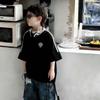 Boys Summer Cotton Loose Short Sleeve T Shirt Trendy Three Stripe Kids Half Sleeve Top