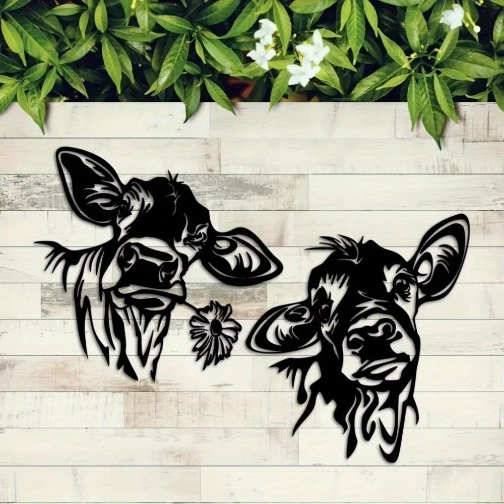 Black Metal Cow Wall Decor Rustic Kitchen Cafe Farmhouse Hanging Art