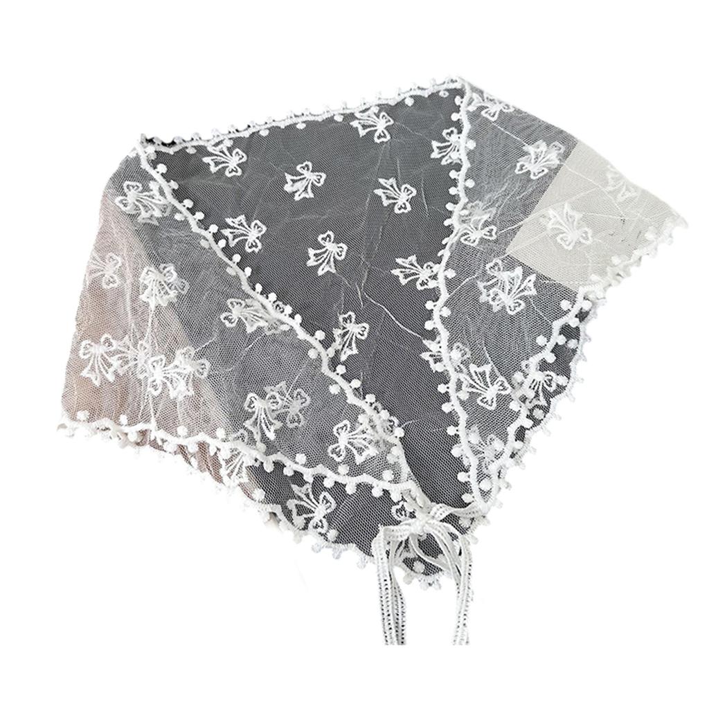 Vintage Style Lace Triangle Scarf for Home Decors Fashion Headwrap with Floral Patterns and Breathable Polyester Fabric