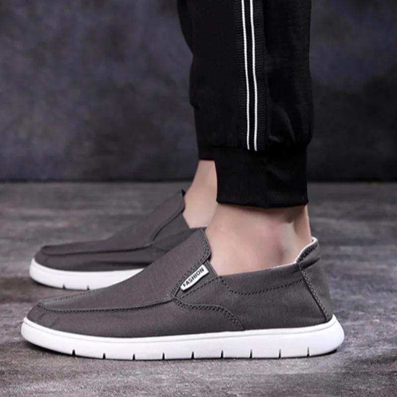 Men's Lightweight Canvas Shoes 2024 Summer Fashion Breathable Walking Flats Anti Slip Comfortable Driving Loafers Casual Slip On