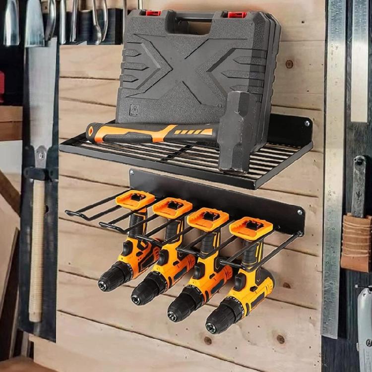 Power Tool Organizers Wall Mount Metal Shelf Holder Utility Storage Rack Drill Holder for Husband