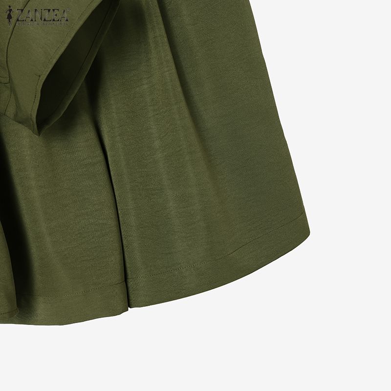 ZANZEA Women Short Sleeve Blouse and Shorts Summer Two Piece Suit Sets