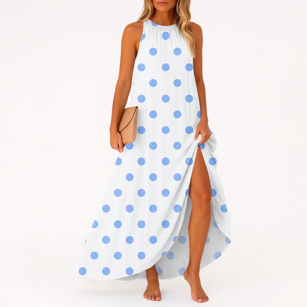 Women's Casual And Fashionable Round-neck  Sleeveless  Mid Length Dress