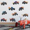 Cartoon Off-Road Car Wall Sticker Adventure Dynamic Self-Adhesive Decor for Kids Room Bedroom Living Room Man Cave