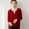 Korean Style Light Luxury Cashmere Cardigan - Women's Round Neck, Rolled Hem, Loose Fit, Slimming Knitwear Versatile Top