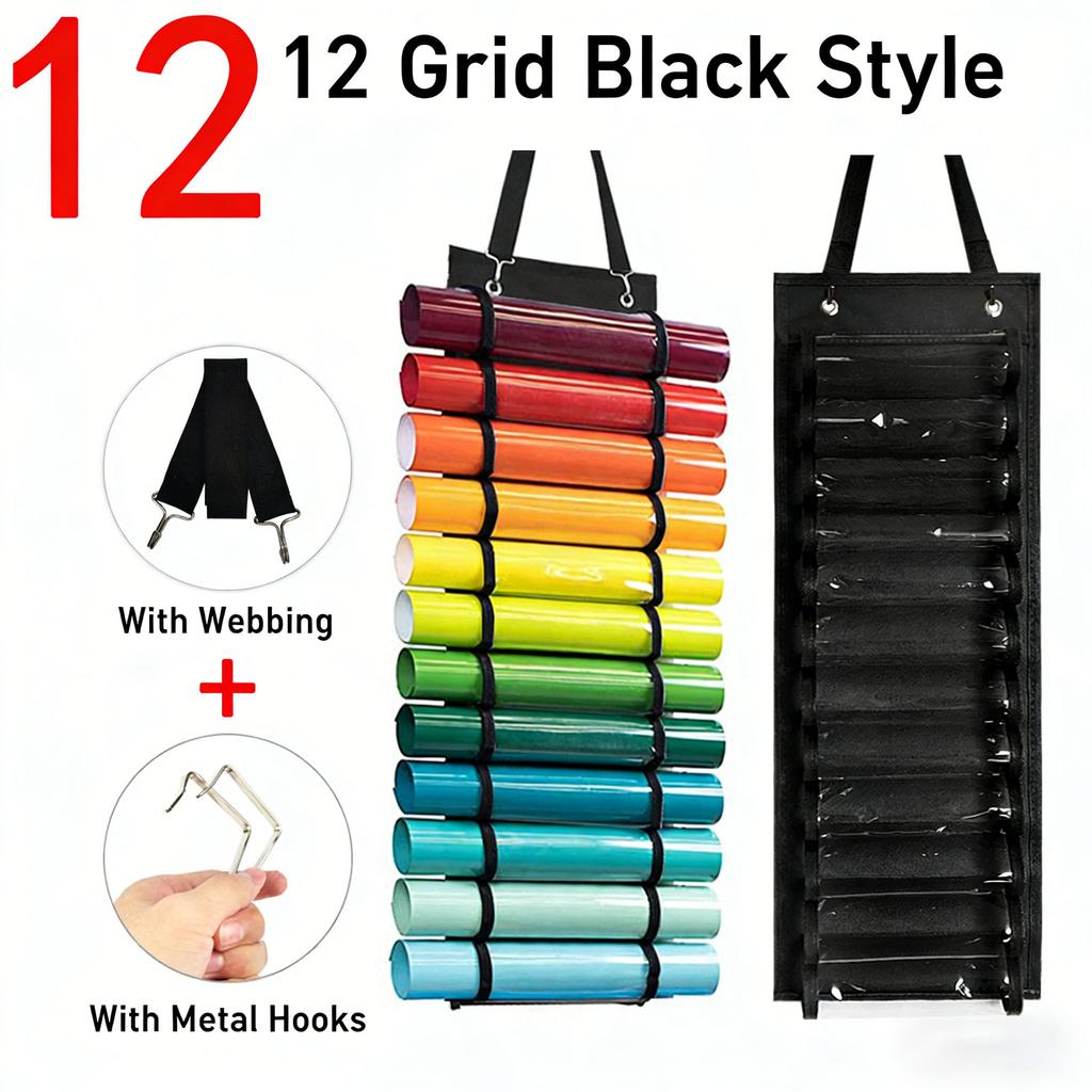 Lettering Heat Transfer Film Specific Bag, Transparent 48-Grid Fits Vinyl Roll Tubes, Hanging Storage Solution