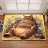 1Pcs Anti Fatigue Kitchen Rugs,  Cute Fat Tabby Print Waterproof Non-Slip Thick Cushioned Kitchen Mat Heavy Duty Comfort Standing Mat for Kitchen