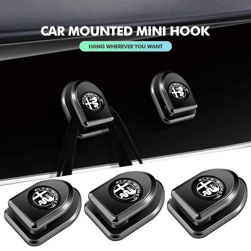 4pcs Car Paste Hooks USB Storage Hanger Interior Accessories For Alfa Romeo 159 Giulietta Giulia 147 Mito 156 159 166 GT Stelvio zq9