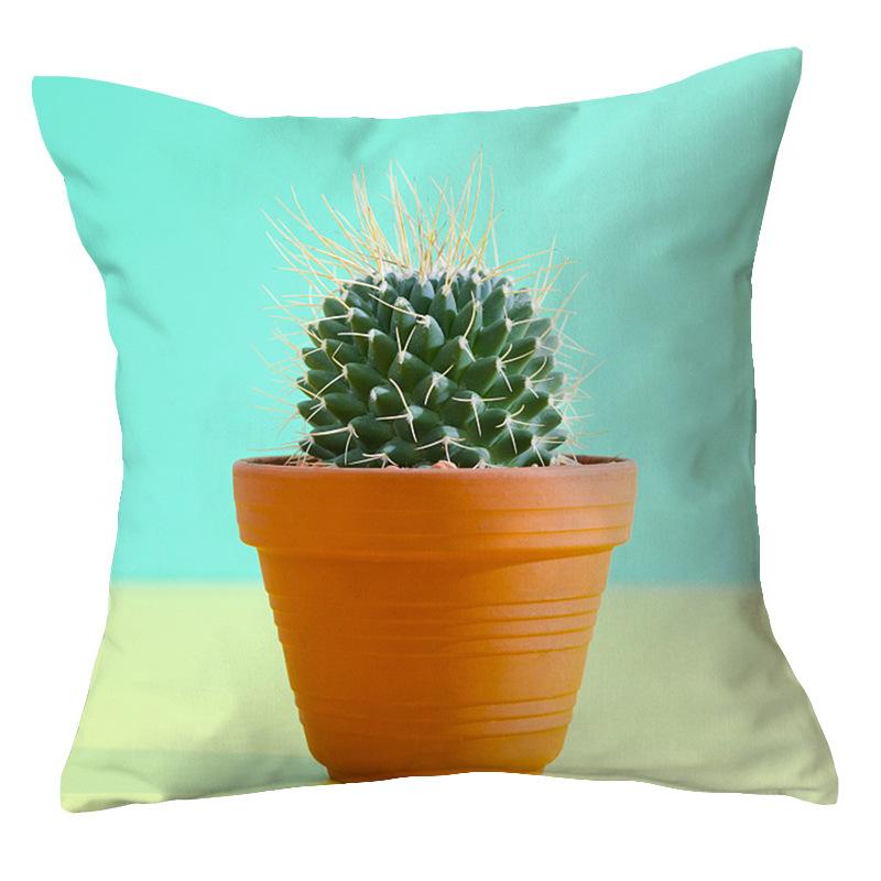 Office Chair Cushion Home Pillow Case Ins Plush Printed Pillow Case Green Plant Nordic Style Pillow