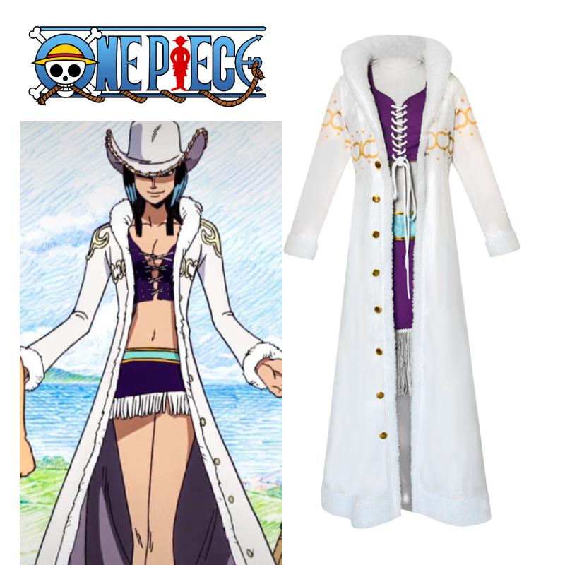 One Piece 3pcs Nico Robin Cosplay Costume Plush Coat With Tops Skirt Set Outfit