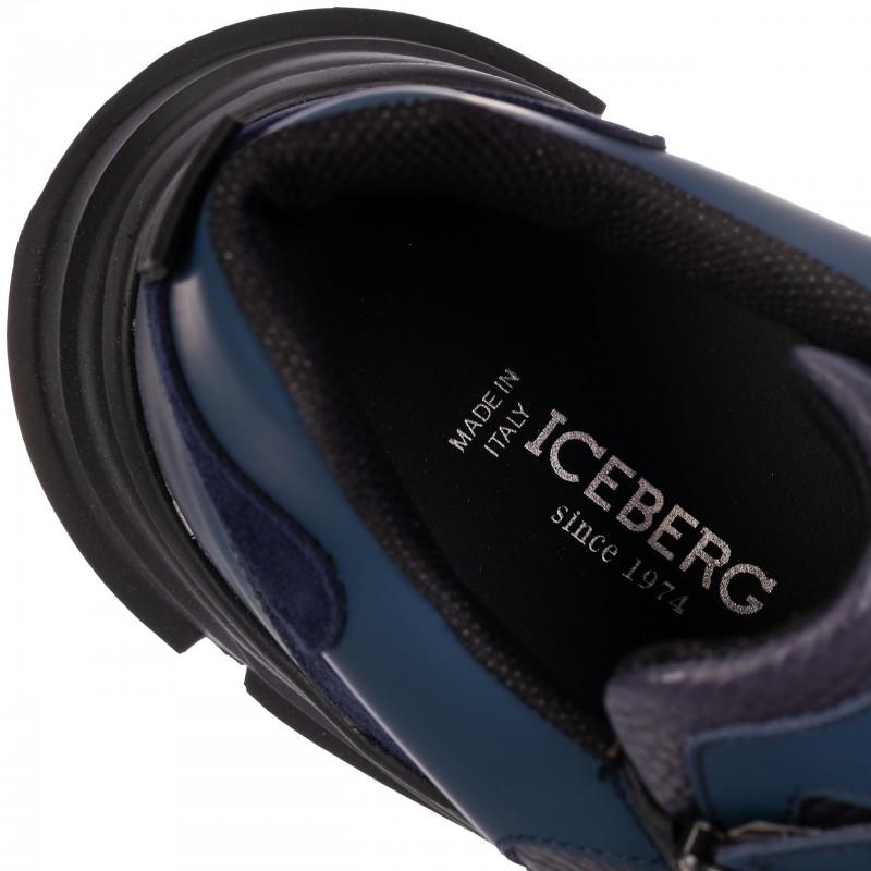 Iceberg Italian leather sneakers new comb navy - Size: 42