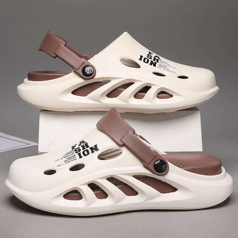 

Новые мужские уличные сандалии, тапочки, пляжные удобные сабо на толстой мягкой подошве, мужская повседневная обувь, садовая обувь, мужские пляжные сандалии 44-45