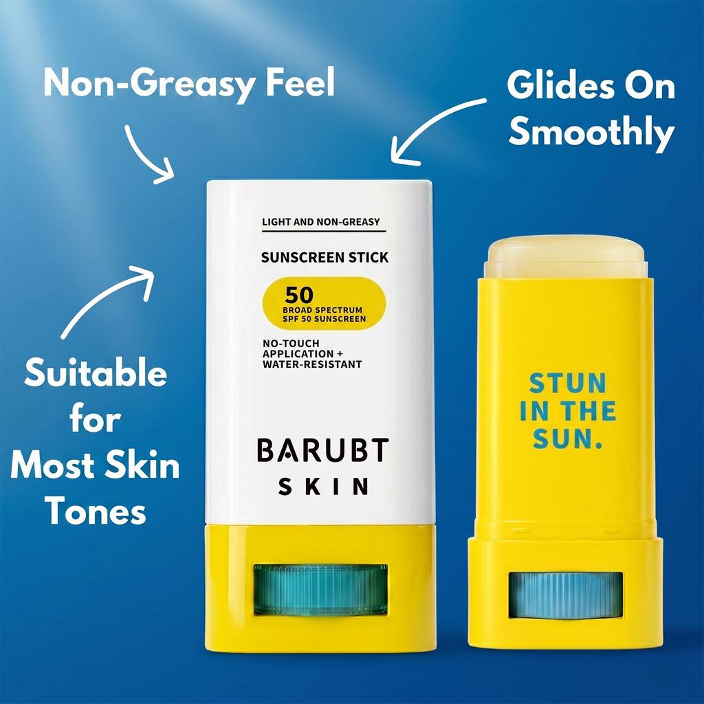 BARUBT Sunscreen Lotion SPF50+ Lightweight Non-Greasy Waterproof Sweat-Resistant Face & Body Sunblock Outdoor Essential 1.7oz