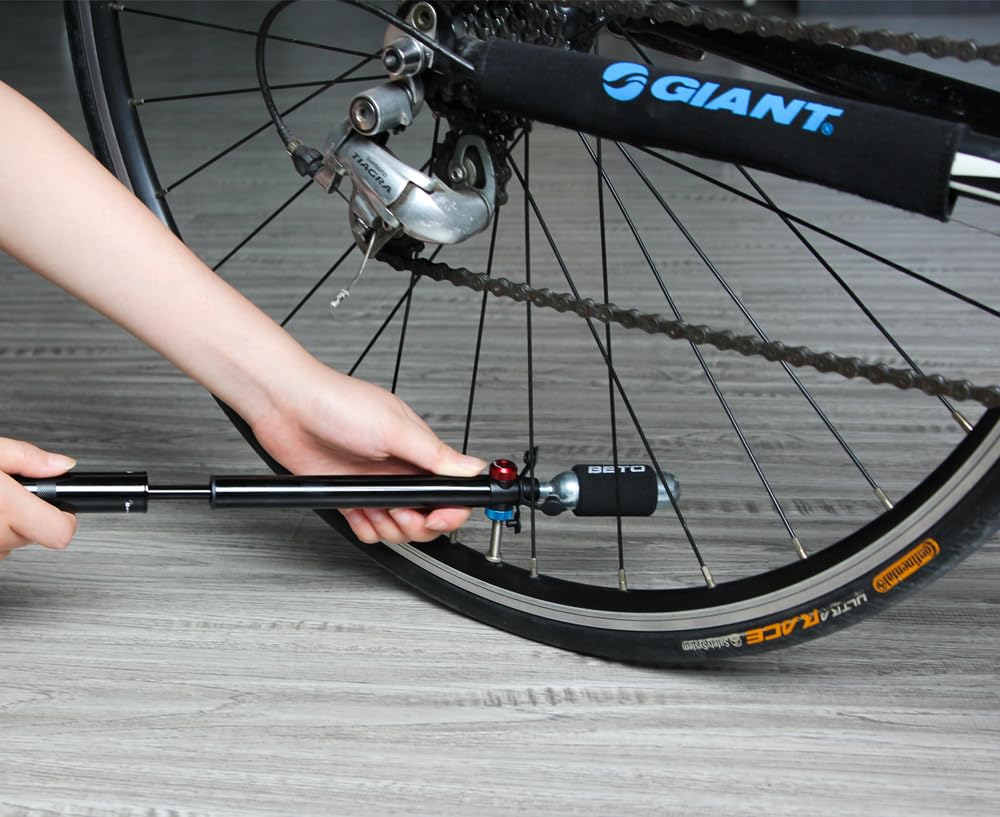 BETO Portable Bicycle Pump, Hybrid CO2 Pump for Presta and Schrader 160psi, Made in Taiwan, CO2-008A