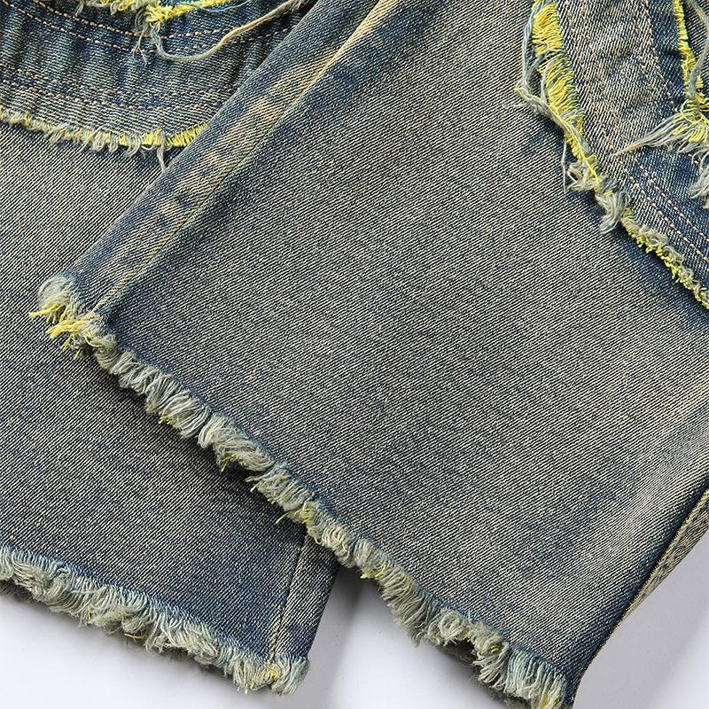 Men Ripped Stacked Jeans Distressed Slim Fit Skinny Straight Leg Jeans Fashion Hip Hop Denim Pants Casual Streetwear 2025 Spring Autumn