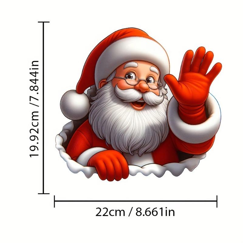 1PC Santa Waving Stickers, 3D Self Adhesive Decorative Stickers for Christmas PVC Car and Window Vinyl
