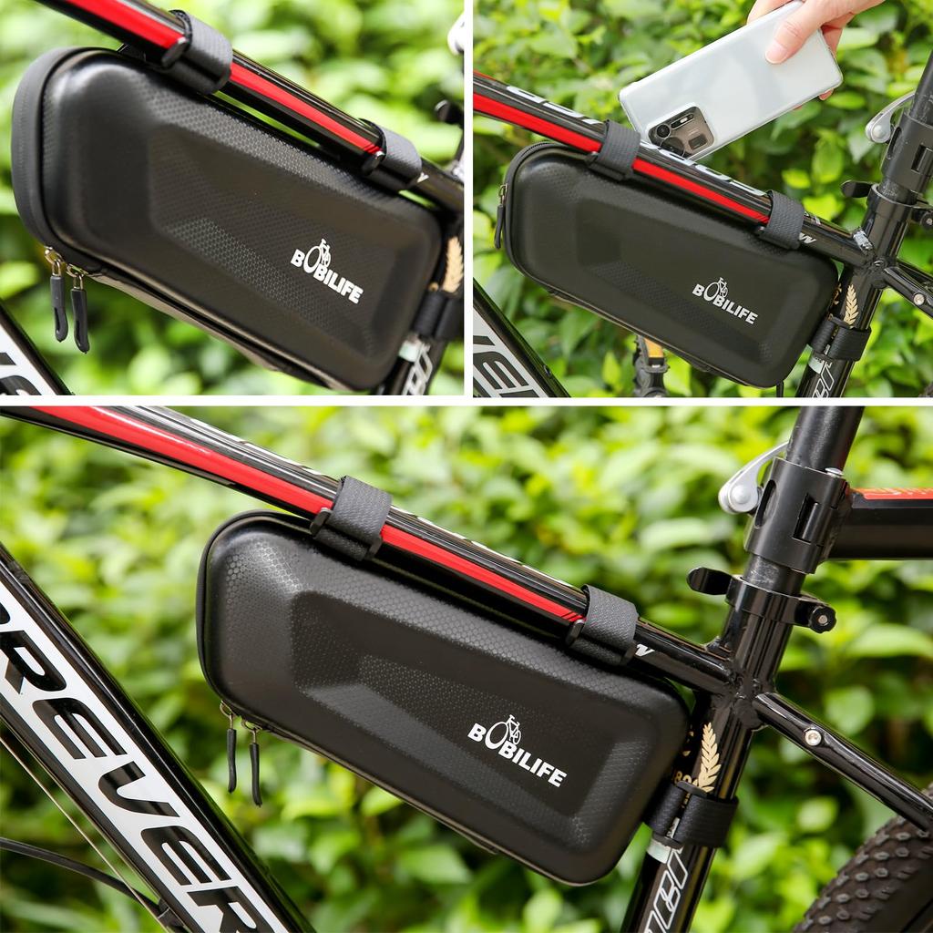 BOBILIFE Hard Shell Bike Frame Bag EVA Waterproof Bicycle Frame Bag Under Top Tube Pouch Storage Bag for Adults Cycling Road Mountain Bike Bicycle -