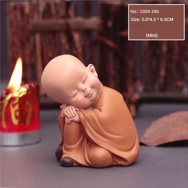 Cute Small Monk Status Figurines Religion Buddha Resin Crafts Desk Miniatures Ornaments Accessories Home Decor Car