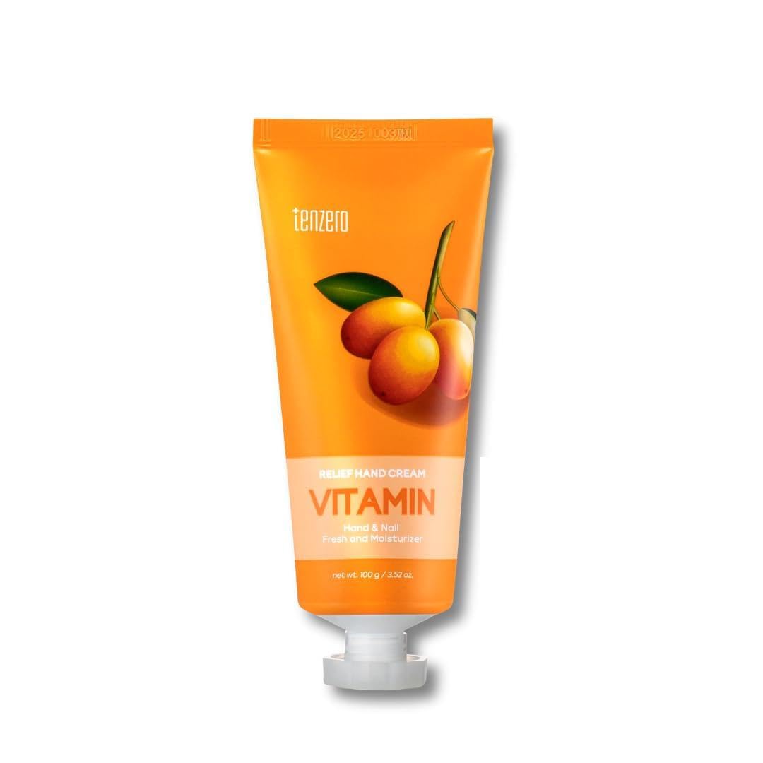 Tenzero Relief Hand Cream Vitamin C with Ascorbic Acid | Brightening, Deep Moisturizing & Rough Skin Care for Hands, Elbows & Feet | 100g (Pack of