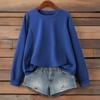 Women's Fashionable Solid Color Round Neck Long Sleeved Sports Casual Pullover Sweatshirt Top