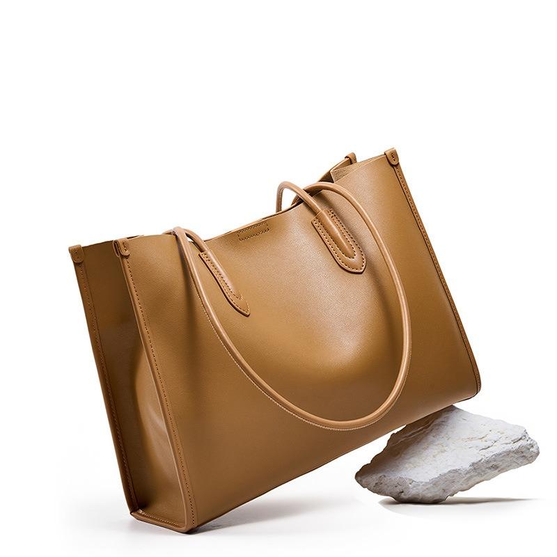 Genuine leather women's bags niche soft leather tote bags new versatile high-end large-capacity cowhide shoulder bags large bags