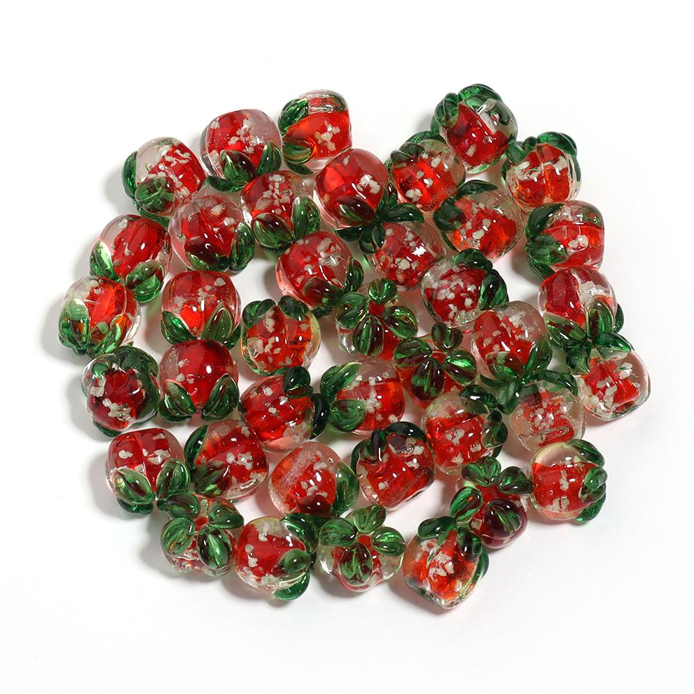 10pcs 11x13mm Luminous Lampwork Persimmon Beads Glass Loose Beads For Jewelry Making DIY Bracelets Phone Key Chain Accessories