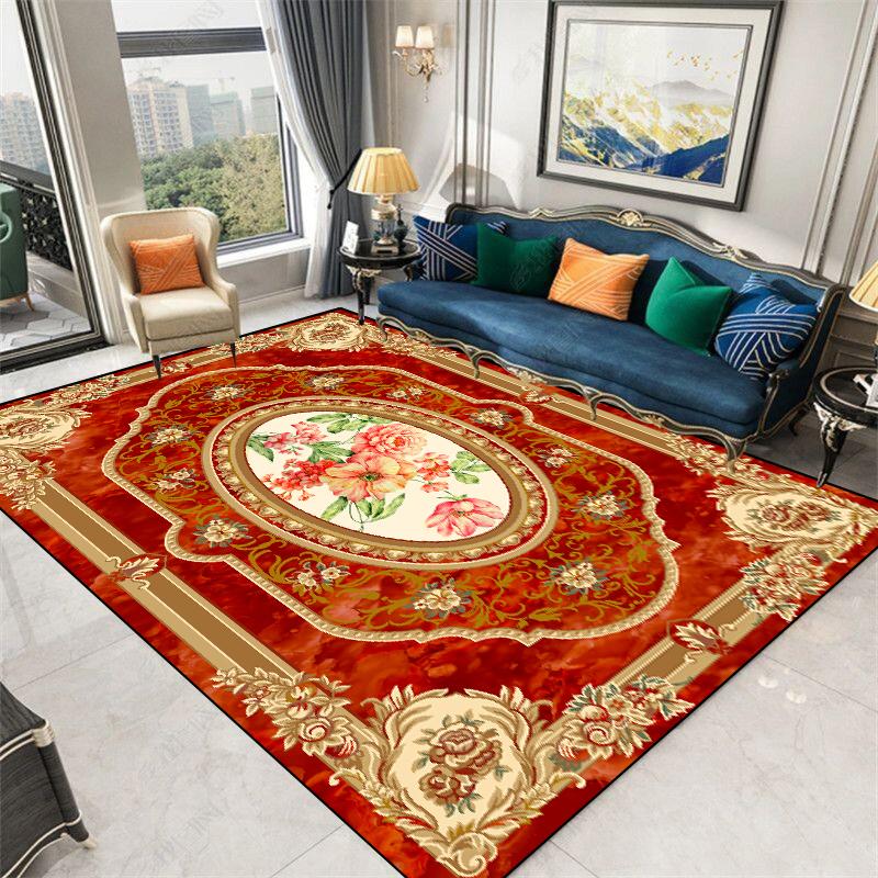 European Luxury Frame Carpet Living Room Decoration Home Rugs Comfortable Non Slip Bedroom Large Rug Washable Coffee Table Mat