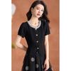 Elegant U-Neck Polka Dot Skirt Set