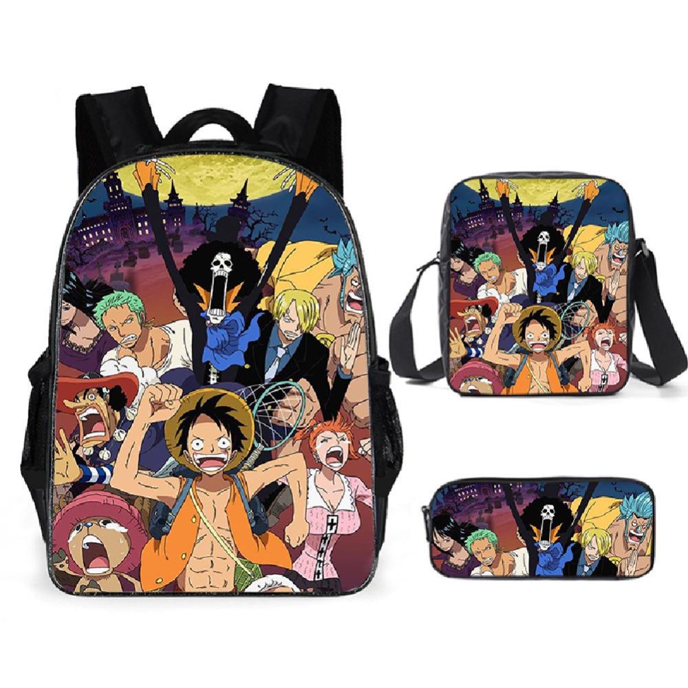 ONE PIECE Cross-border trendy backpack European and American retro schoolbag third grade~ fourth grade bag