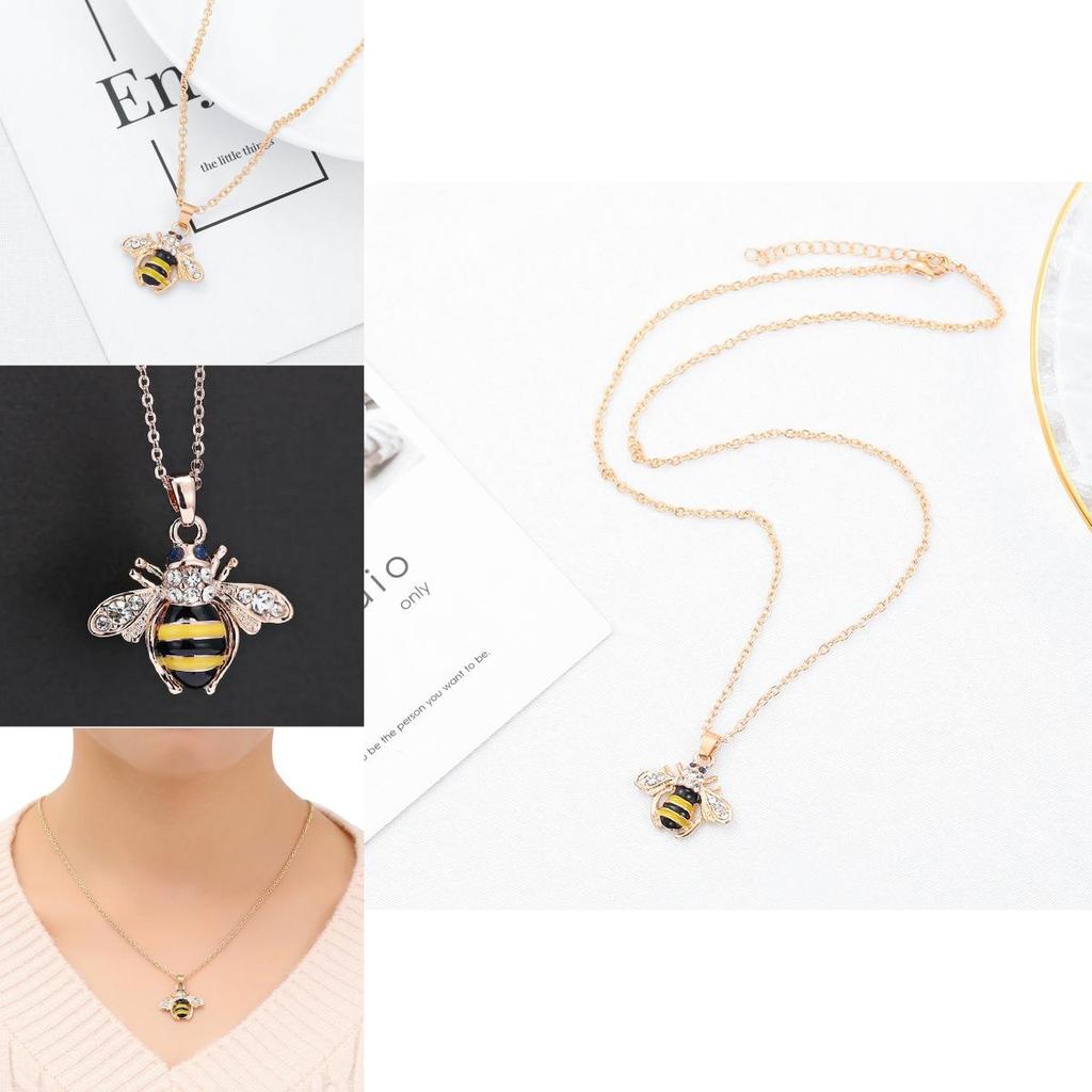 Stunning European And American Style Bee Necklace With Brilliant Rhinestones And Adjustable Chain Length