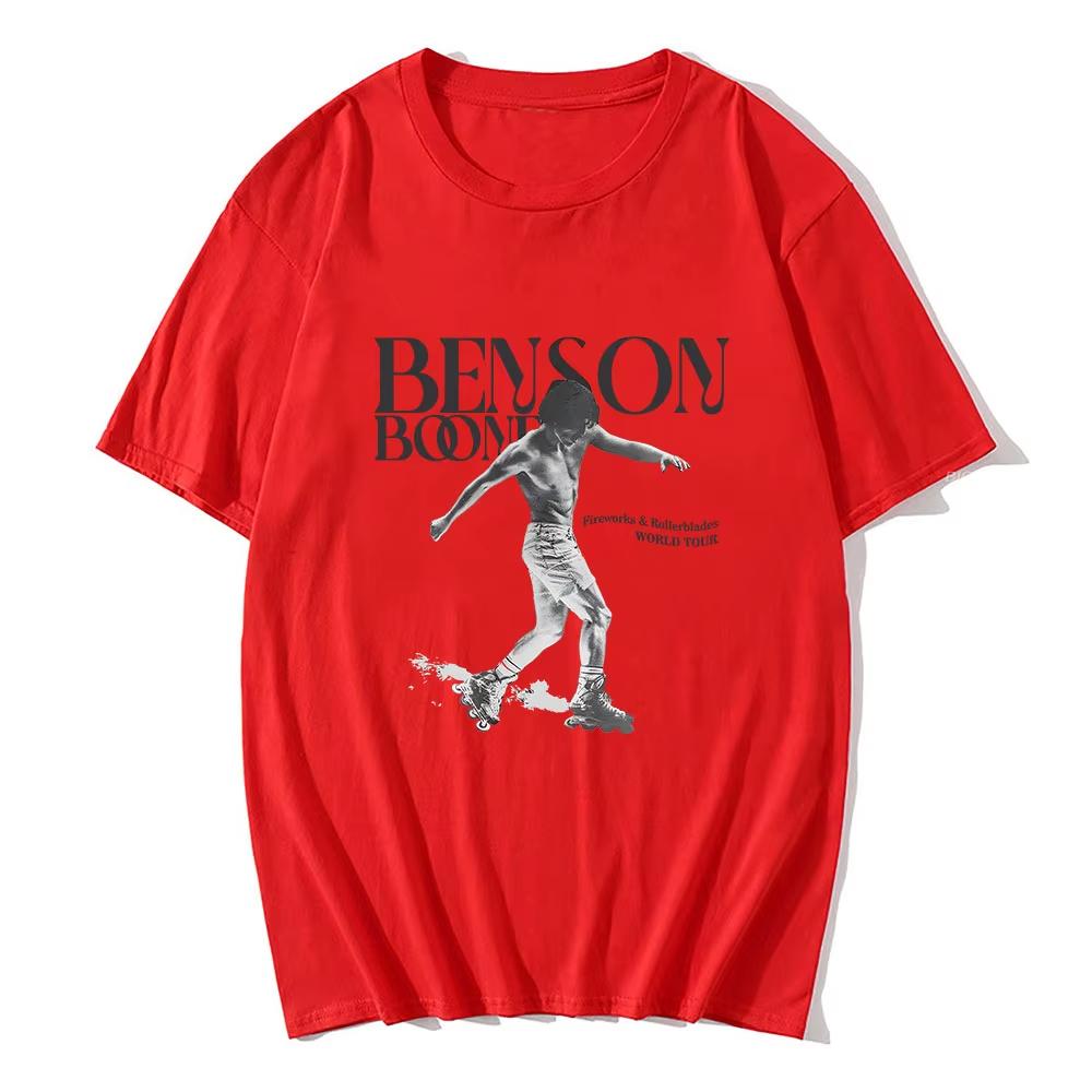 

Tour Singer Benson Boone T-shirts Album Fireworks and Rollerblades Graphic Tees Summer Cotton Short Sleeve Tshirt Men Women Tees 4XL