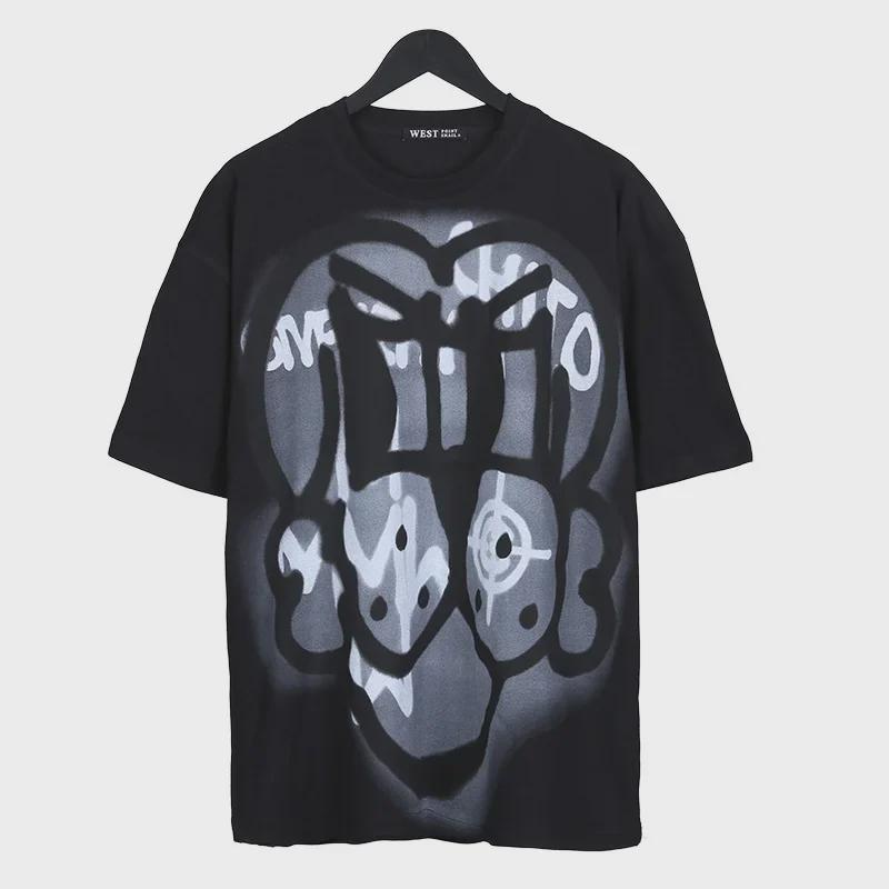 Summer Street Style Cartoon Dog Graphic Cotton Tee - Oversized, Unisex, Short-Sleeved