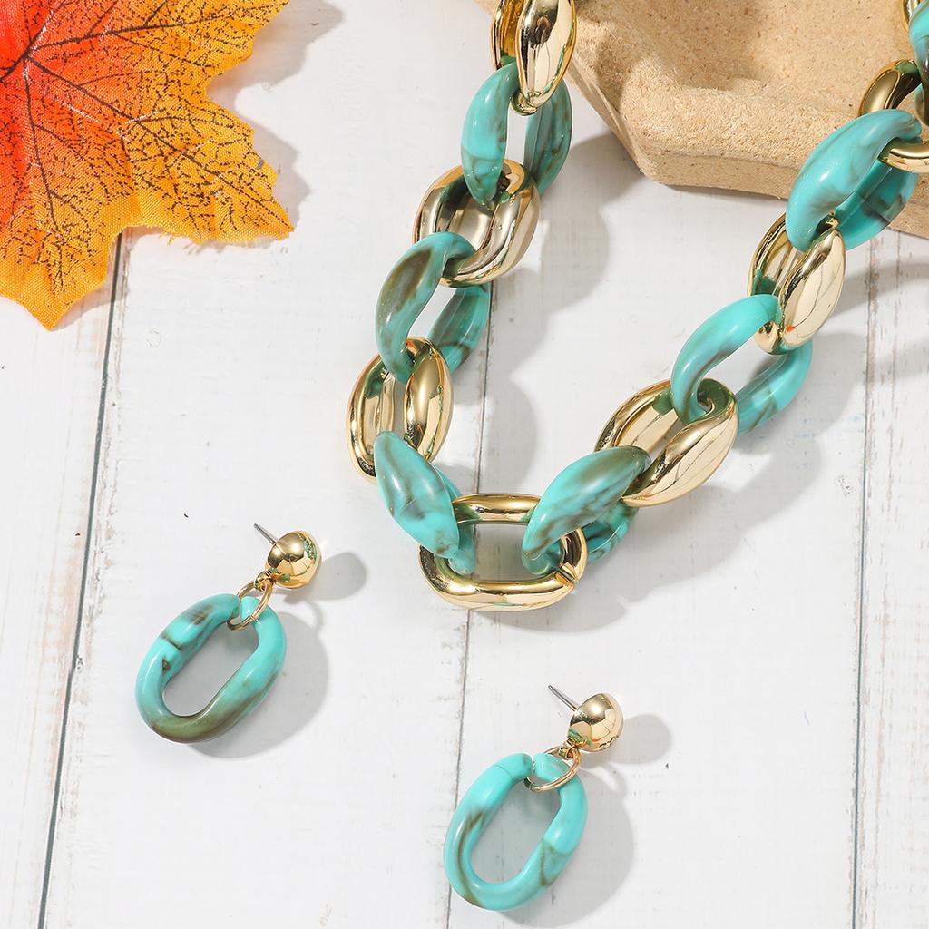 Bohemisk Kedja Kreativt Halsband Örhängen Kvinnor Chunky Choker Smycken Gåva