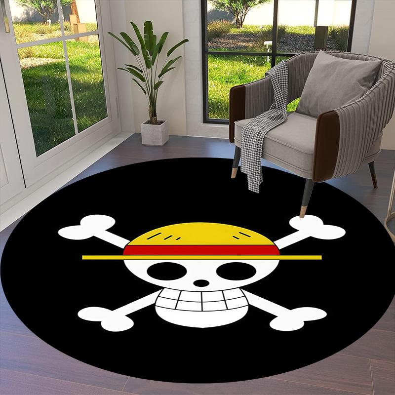 One Piece Anime Round Area Rug Carpet Rug For Living Room Bedroom Sofa Playroom Decor Nonslip Floor Mat