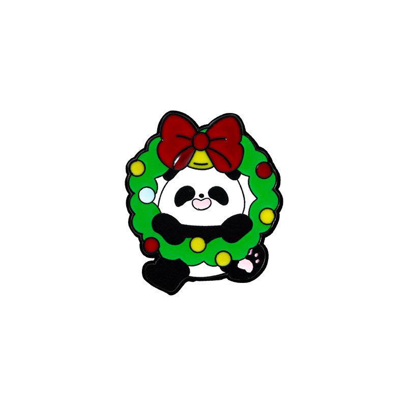 Christmas panda brooch, cute animals, Christmas tree, holiday gift box metal badge, back packaging accessories
