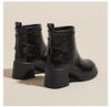 Fall/Winter Women's Thick-Soled Genuine Leather Skinny Boots, Korean-Style Back Zipper Martin Boots, Slip-On Casual Shoes
