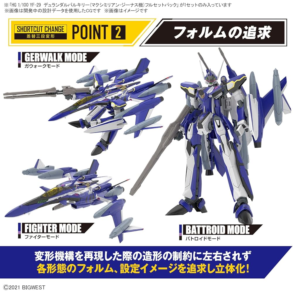 Bandai Spirits HG Macross Delta YF-29 Durandal Valkyrie Maximilian Genius Full Set 1/100 Scale Model Kit