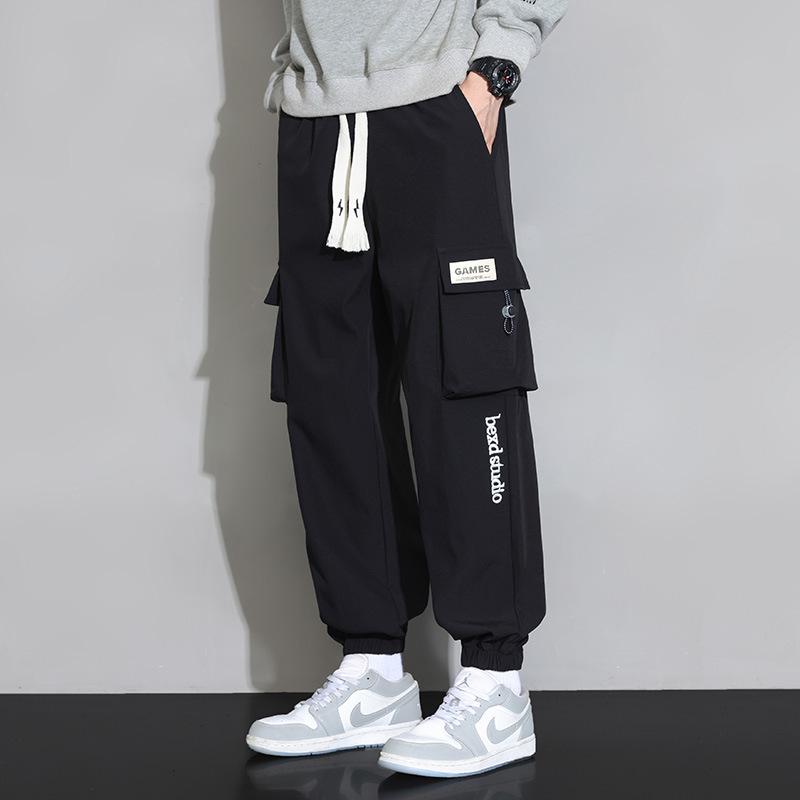 Men's 2023 Autumn Loose Fit Cargo Sweatpants with Cuffs and Multi-Pockets